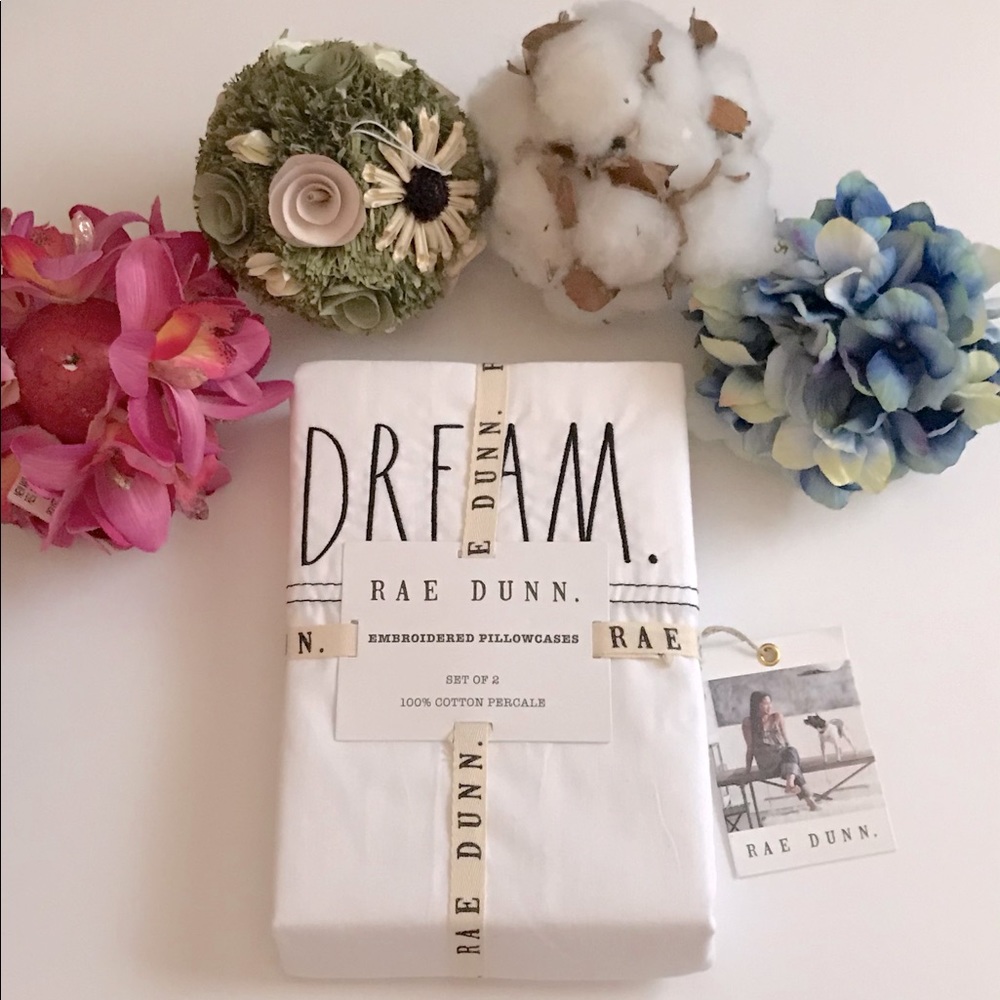 Rae Dunn DREAM Cotton Percale Pillowcases Set NWT